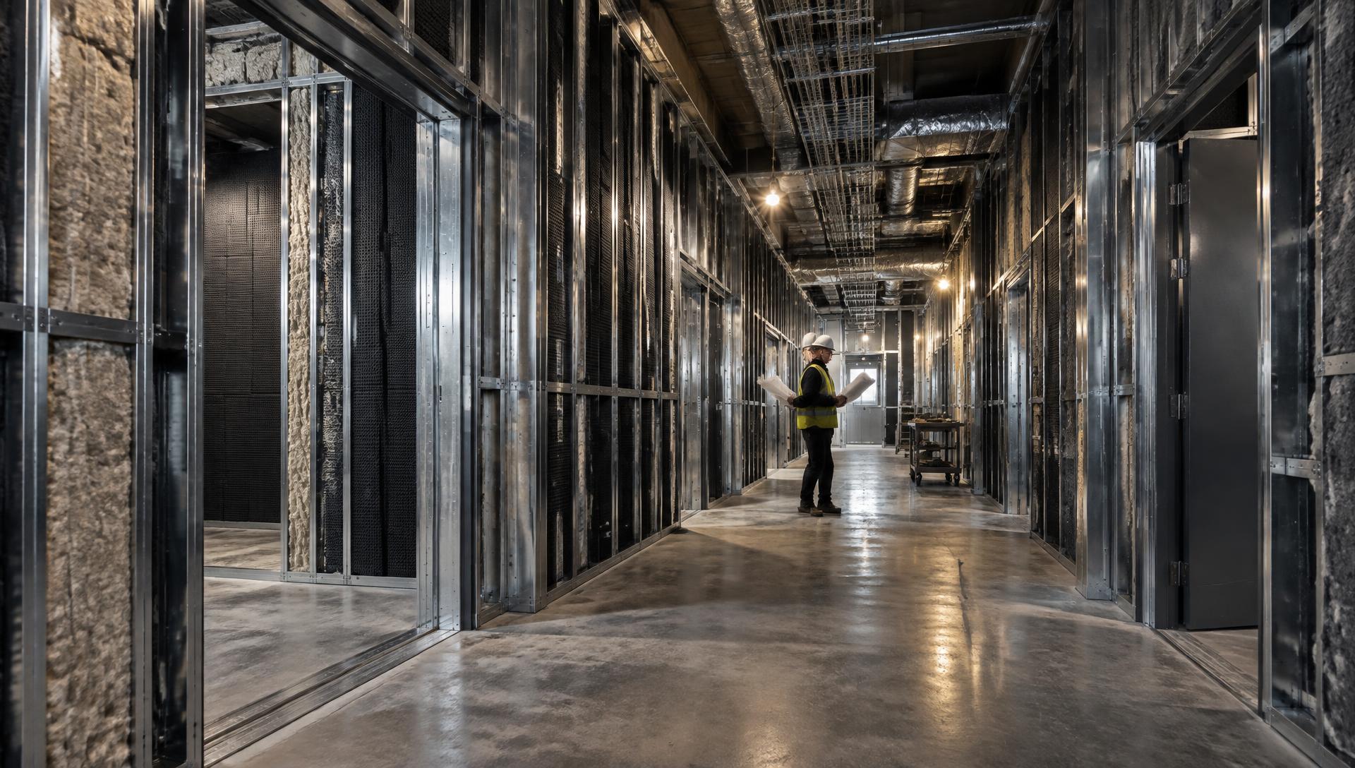 Secure facility interior under construction